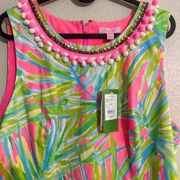 Lilly Pulitzer Mila Shift Dress Pink Green Size 14  New with tag - Picture 2 of 13